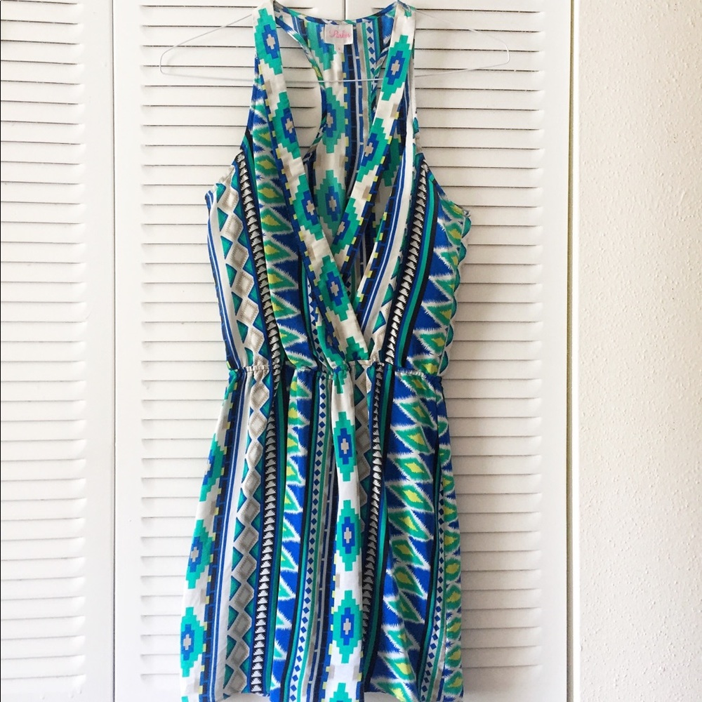 Parker Racer back Silk Tribal Ikat Festival Dress